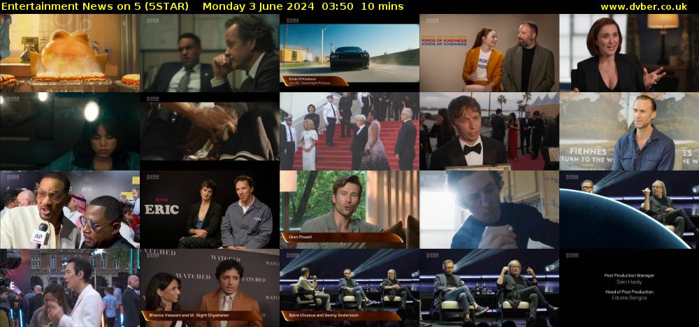 Entertainment News on 5 (5STAR) Monday 3 June 2024 03:50 - 04:00