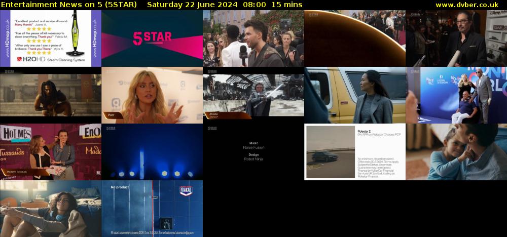 Entertainment News on 5 (5STAR) Saturday 22 June 2024 08:00 - 08:15