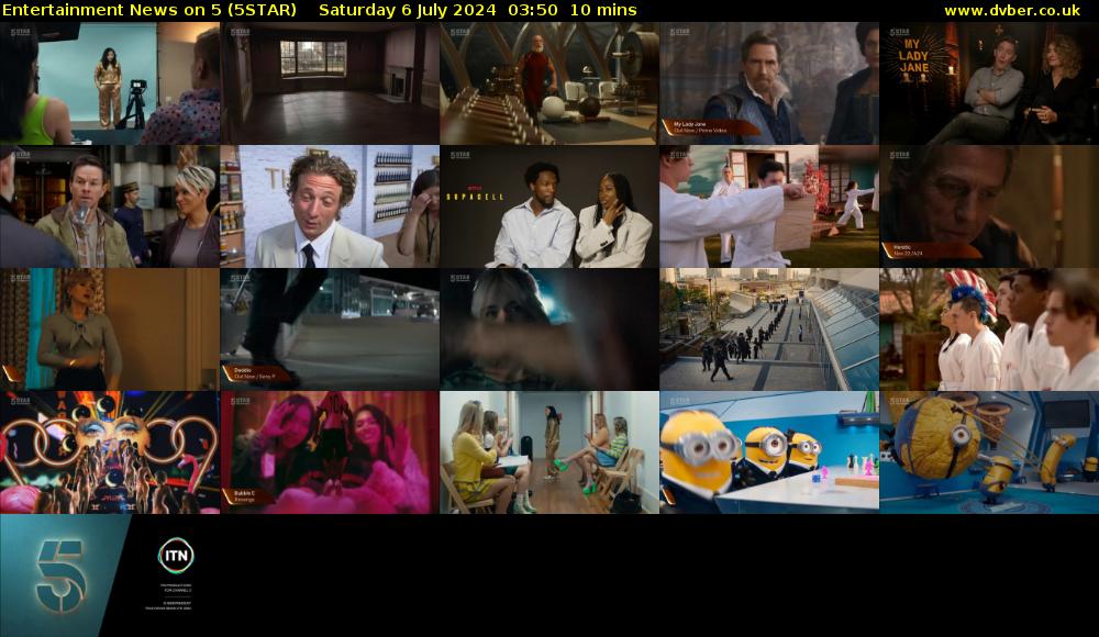 Entertainment News on 5 (5STAR) Saturday 6 July 2024 03:50 - 04:00