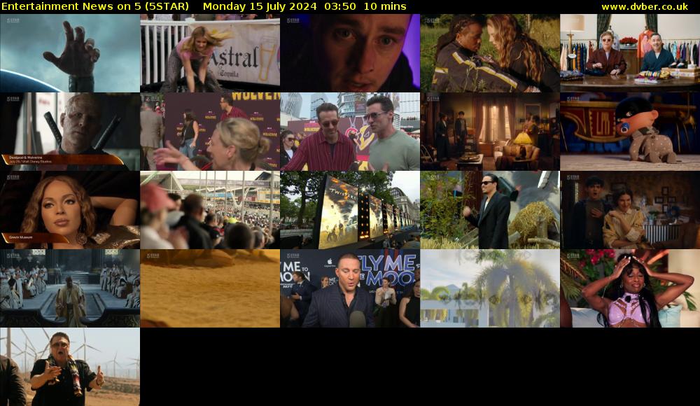 Entertainment News on 5 (5STAR) Monday 15 July 2024 03:50 - 04:00