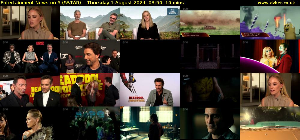 Entertainment News on 5 (5STAR) Thursday 1 August 2024 03:50 - 04:00