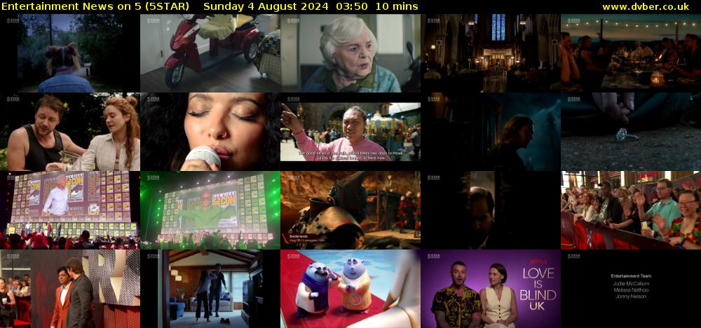 Entertainment News on 5 (5STAR) Sunday 4 August 2024 03:50 - 04:00