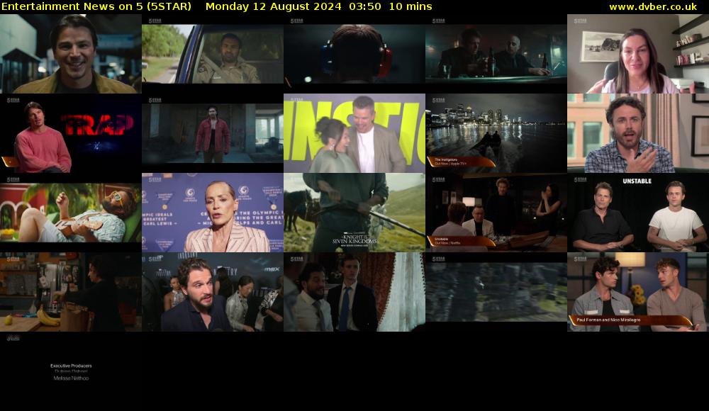 Entertainment News on 5 (5STAR) Monday 12 August 2024 03:50 - 04:00