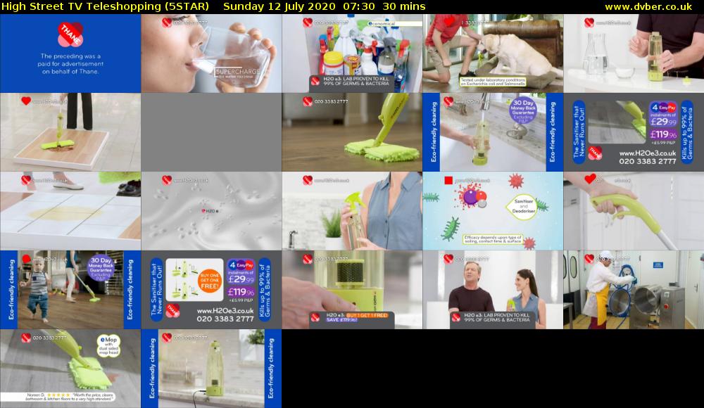 High Street TV Teleshopping (5STAR) Sunday 12 July 2020 07:30 - 08:00
