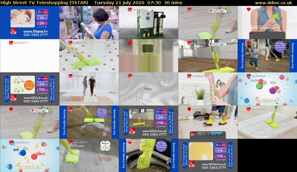High Street TV Teleshopping (5STAR) Tuesday 21 July 2020 07:30 - 08:00