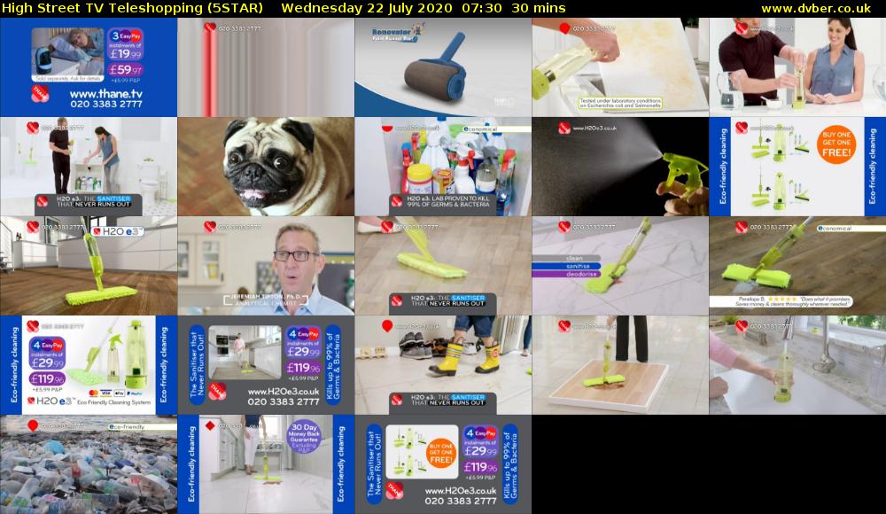 High Street TV Teleshopping (5STAR) Wednesday 22 July 2020 07:30 - 08:00