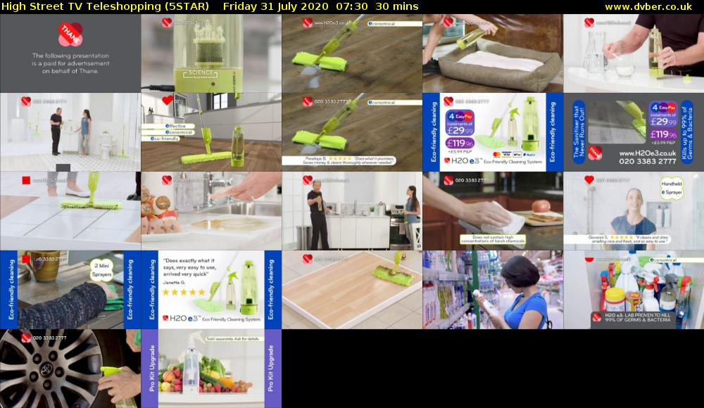High Street TV Teleshopping (5STAR) Friday 31 July 2020 07:30 - 08:00