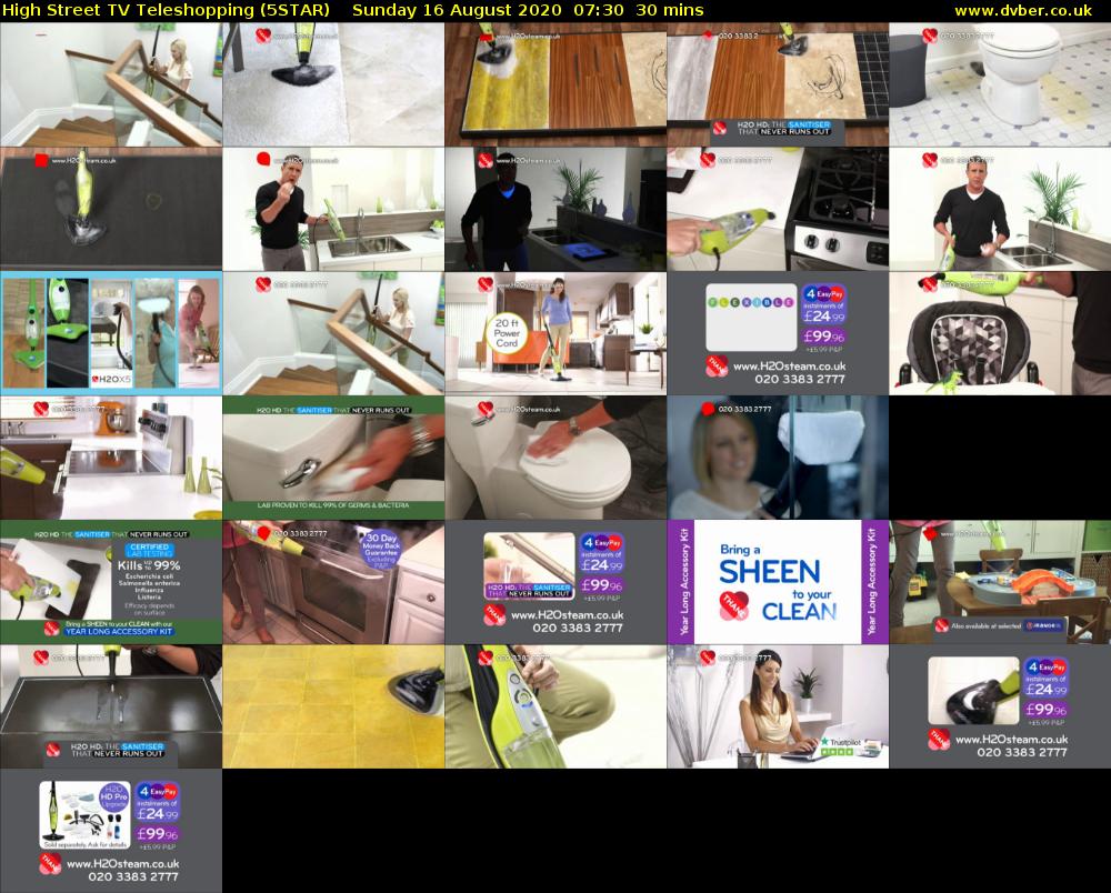 High Street TV Teleshopping (5STAR) Sunday 16 August 2020 07:30 - 08:00