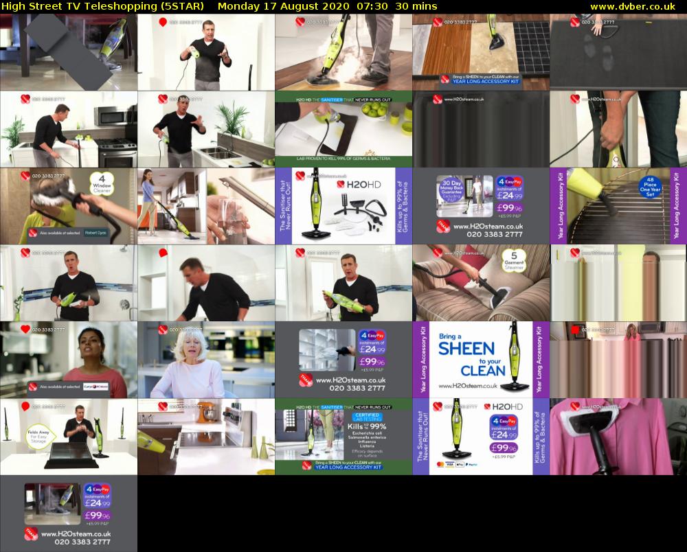 High Street TV Teleshopping (5STAR) Monday 17 August 2020 07:30 - 08:00