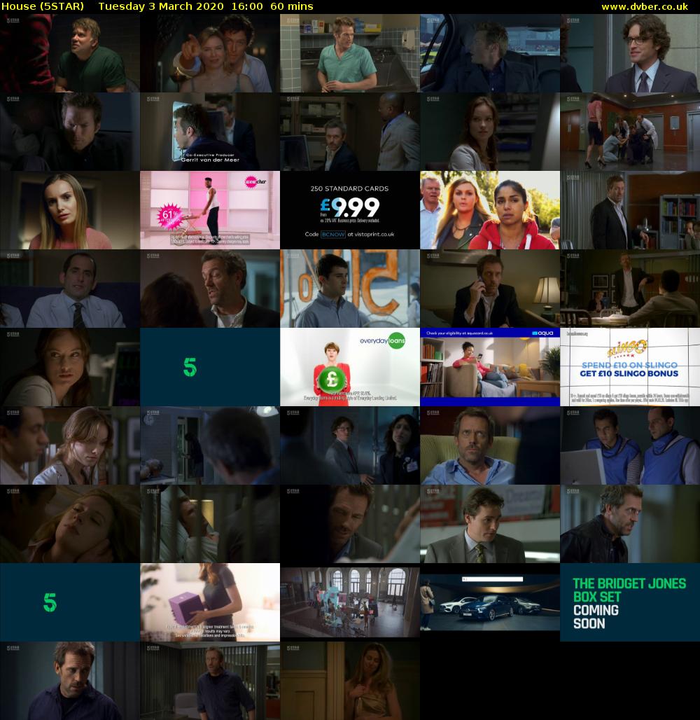 House (5STAR) Tuesday 3 March 2020 16:00 - 17:00