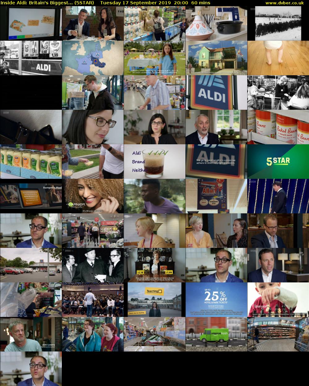 Inside Aldi: Britain's Biggest... (5STAR) Tuesday 17 September 2019 20:00 - 21:00