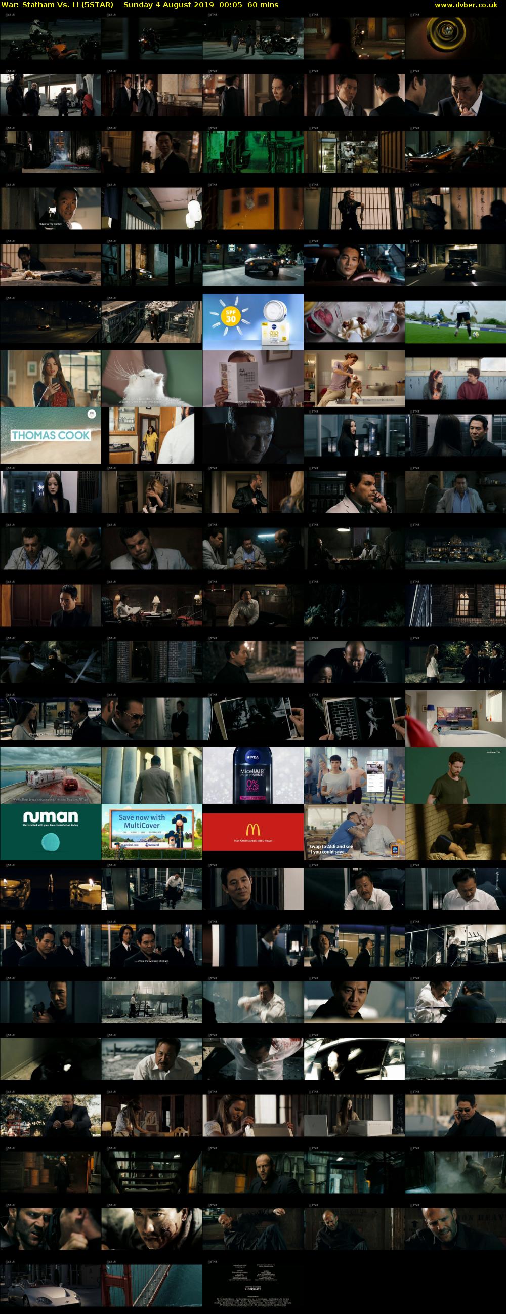 War: Statham Vs. Li (5STAR) Sunday 4 August 2019 00:05 - 01:05