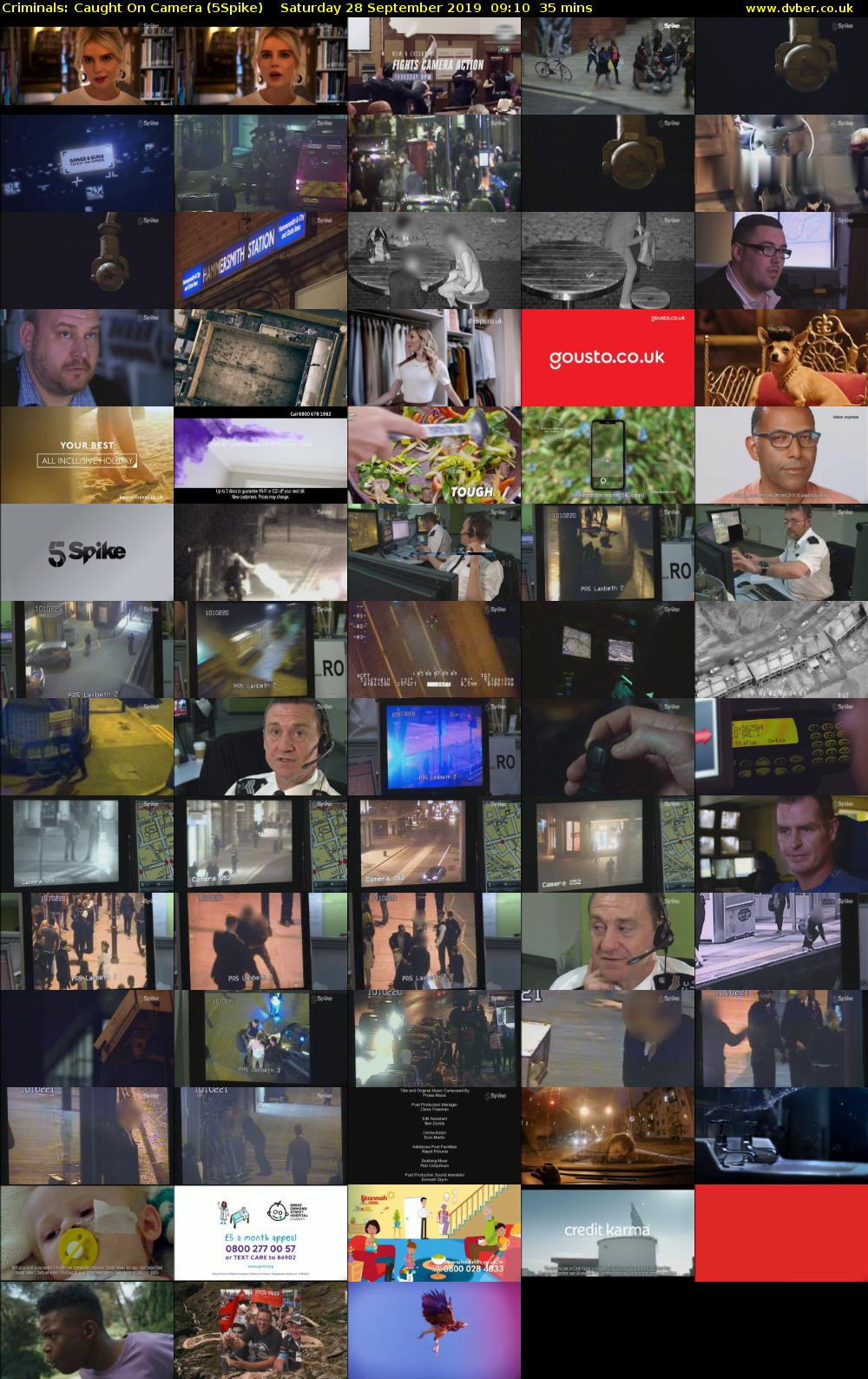 Criminals: Caught On Camera (5Spike) Saturday 28 September 2019 09:10 - 09:45