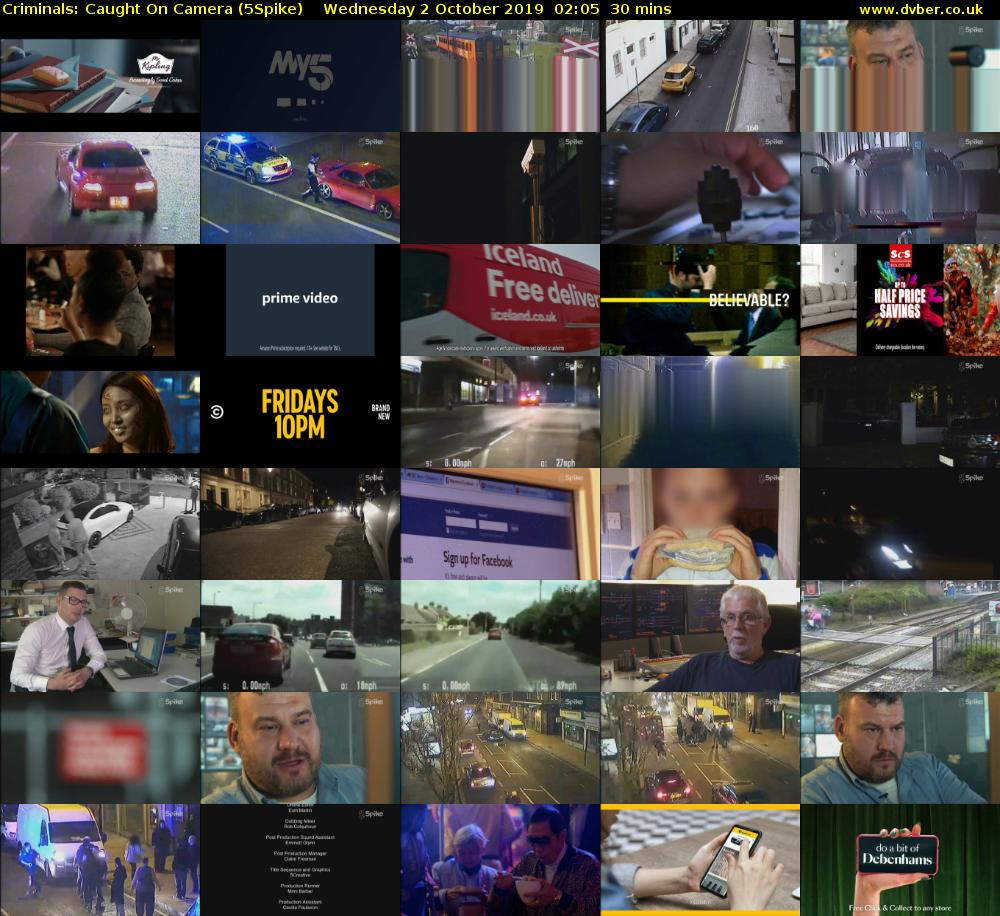 Criminals: Caught On Camera (5Spike) Wednesday 2 October 2019 02:05 - 02:35