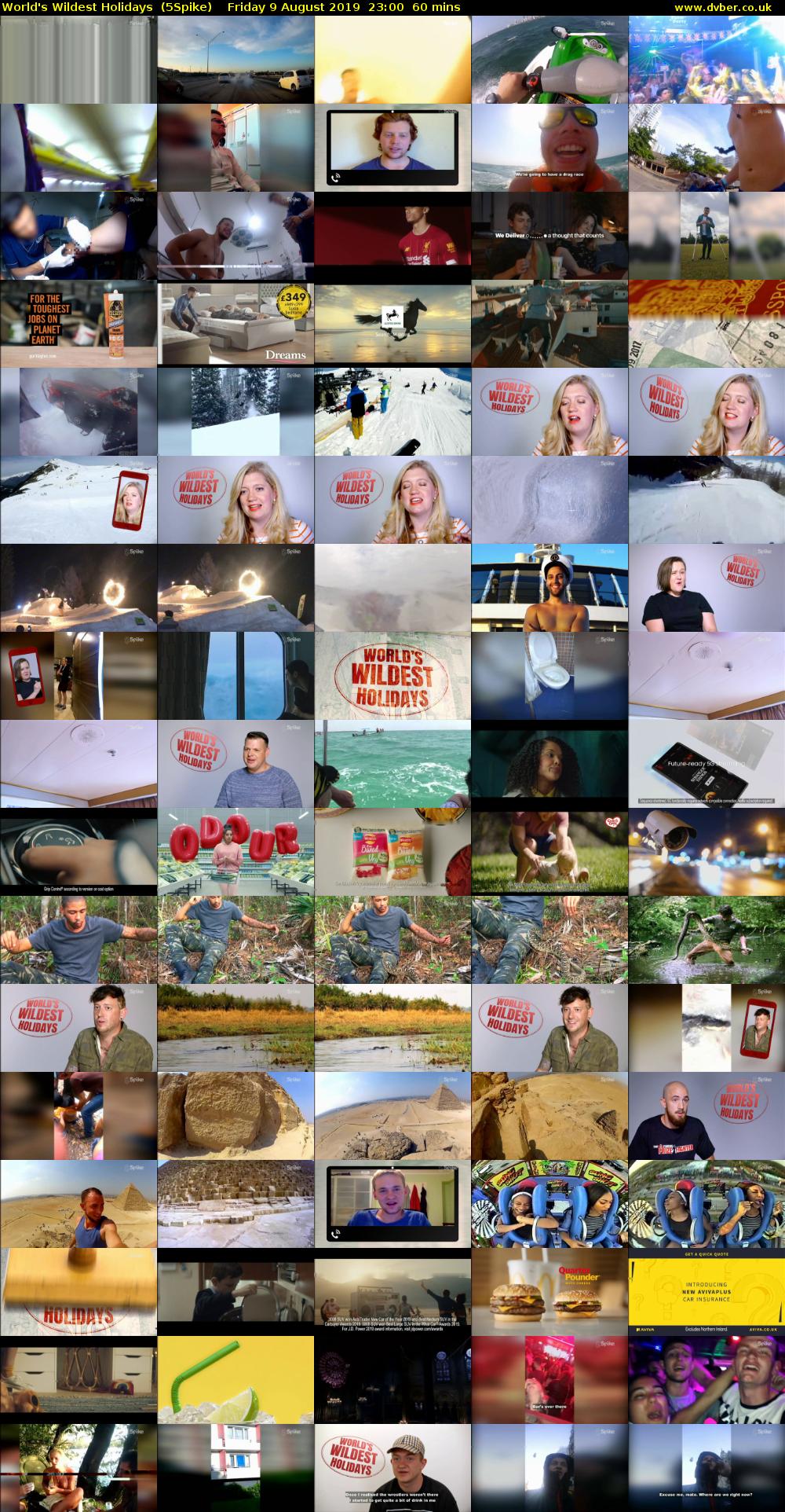 World's Wildest Holidays  (5Spike) Friday 9 August 2019 23:00 - 00:00