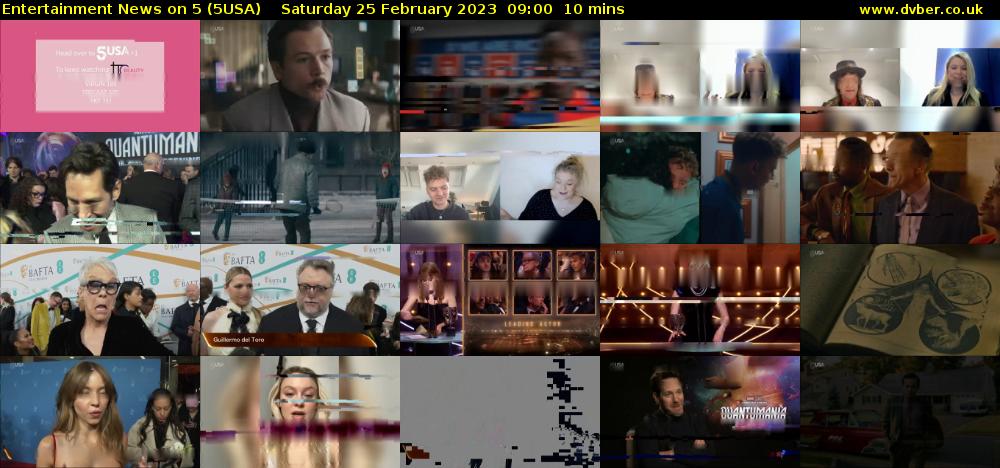 Entertainment News on 5 (5USA) Saturday 25 February 2023 09:00 - 09:10
