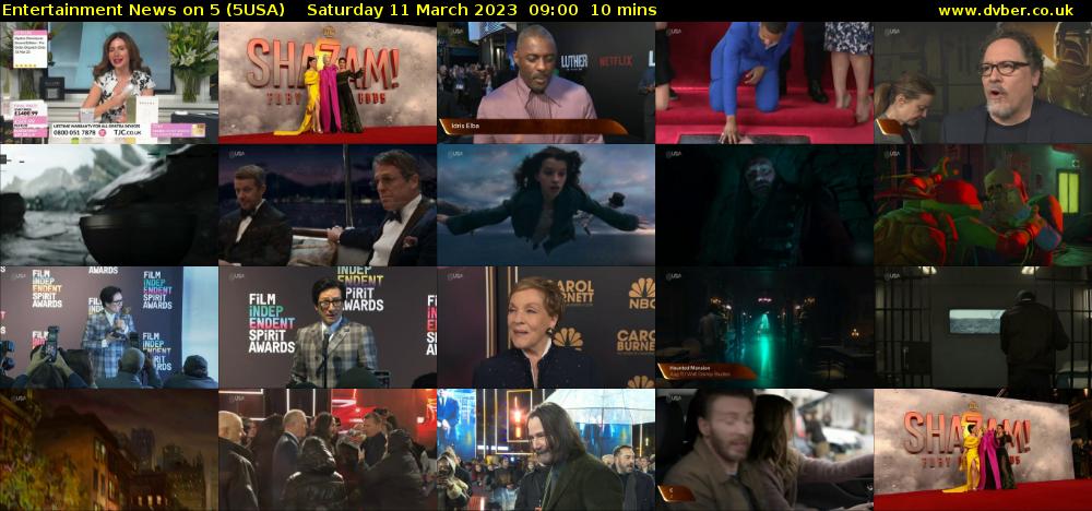 Entertainment News on 5 (5USA) Saturday 11 March 2023 09:00 - 09:10