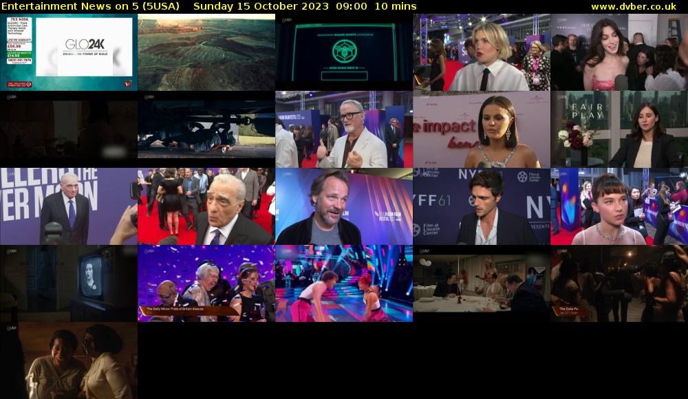 Entertainment News on 5 (5USA) Sunday 15 October 2023 09:00 - 09:10