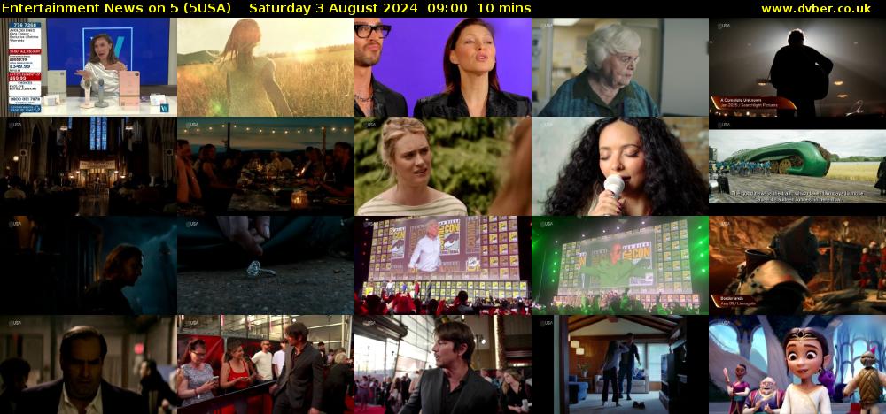 Entertainment News on 5 (5USA) Saturday 3 August 2024 09:00 - 09:10