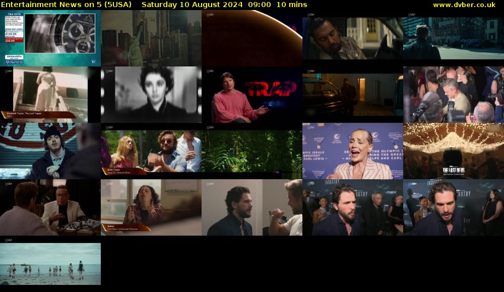 Entertainment News on 5 (5USA) Saturday 10 August 2024 09:00 - 09:10