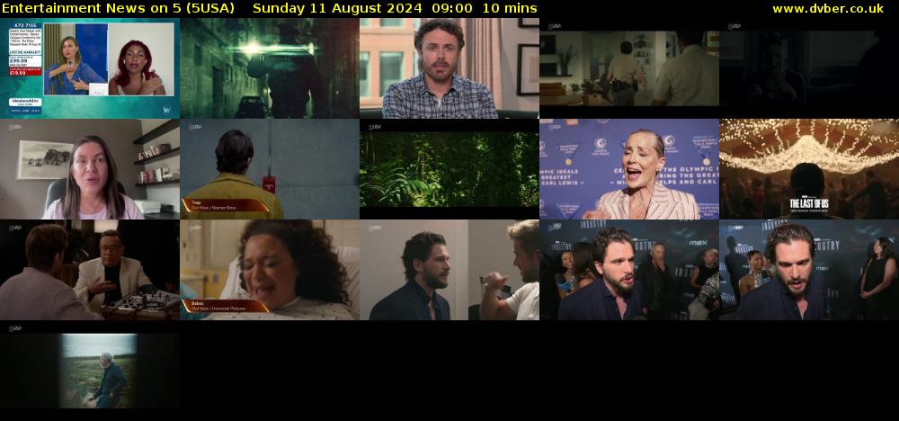 Entertainment News on 5 (5USA) Sunday 11 August 2024 09:00 - 09:10