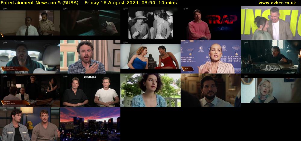 Entertainment News on 5 (5USA) Friday 16 August 2024 03:50 - 04:00
