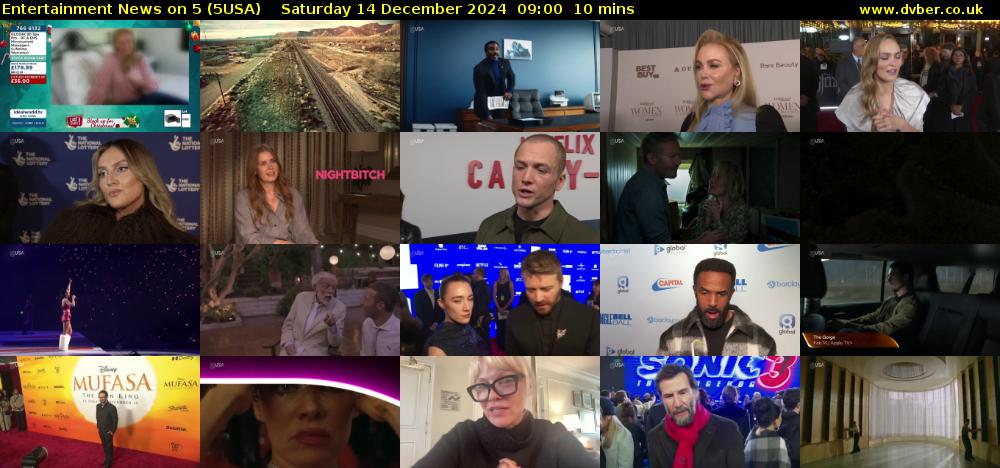 Entertainment News on 5 (5USA) Saturday 14 December 2024 09:00 - 09:10