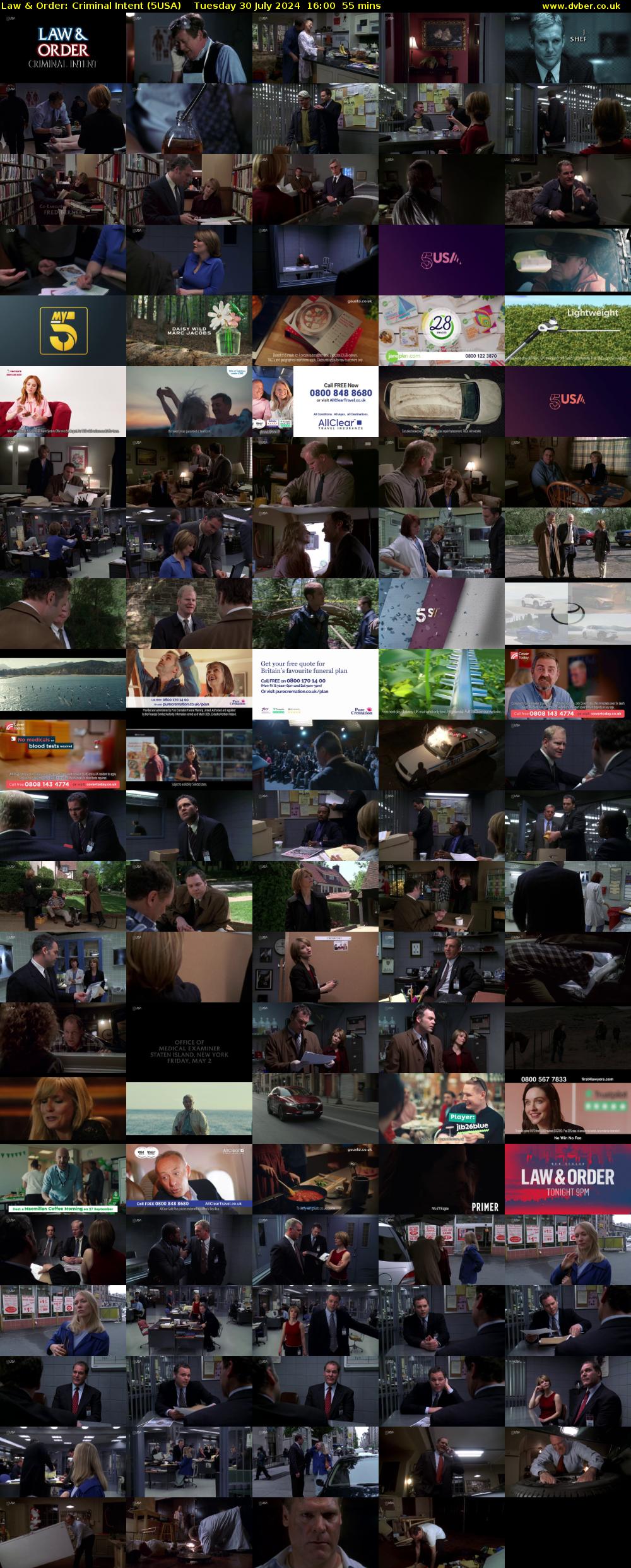Law & Order: Criminal Intent (5USA) Tuesday 30 July 2024 16:00 - 16:55