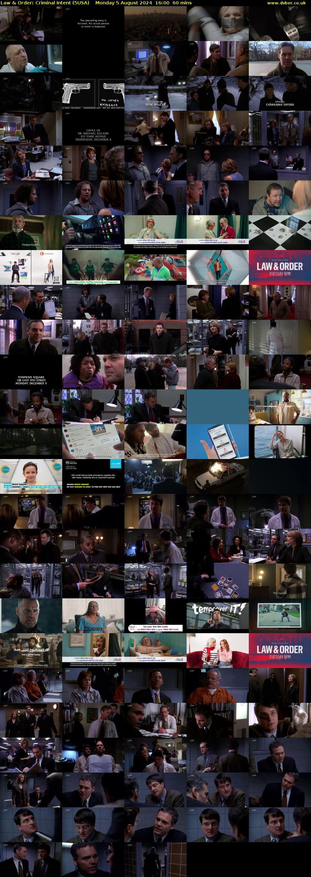 Law & Order: Criminal Intent (5USA) Monday 5 August 2024 16:00 - 17:00