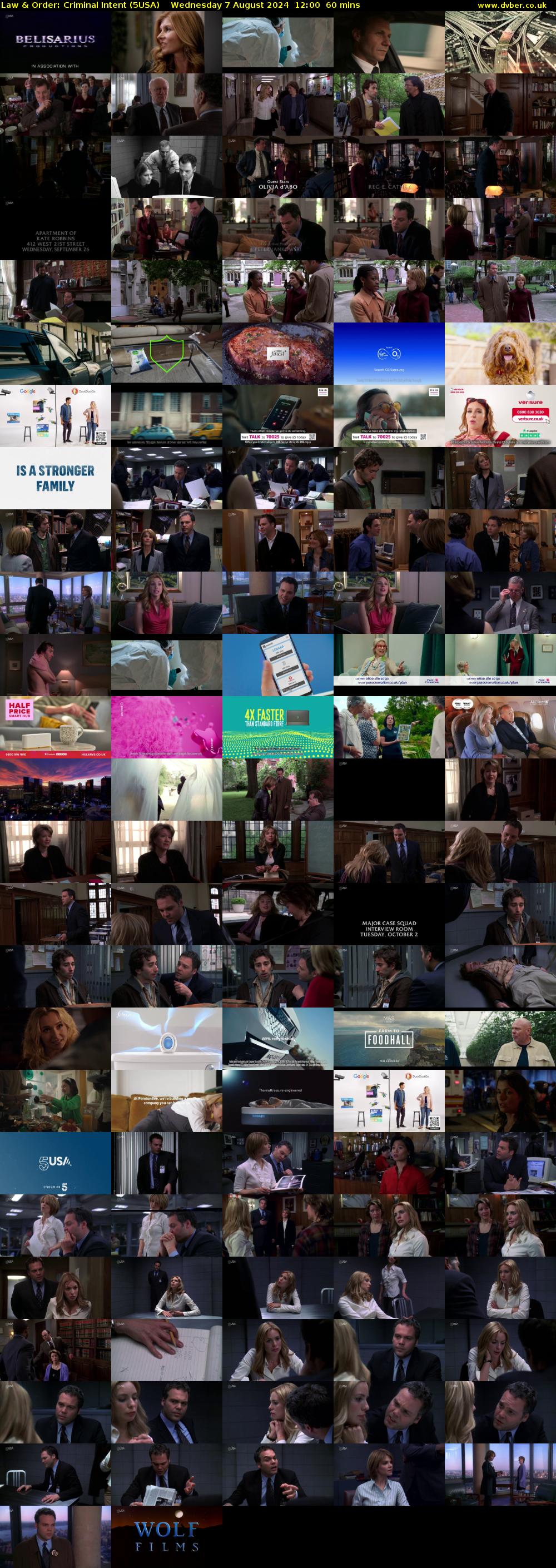 Law & Order: Criminal Intent (5USA) Wednesday 7 August 2024 12:00 - 13:00