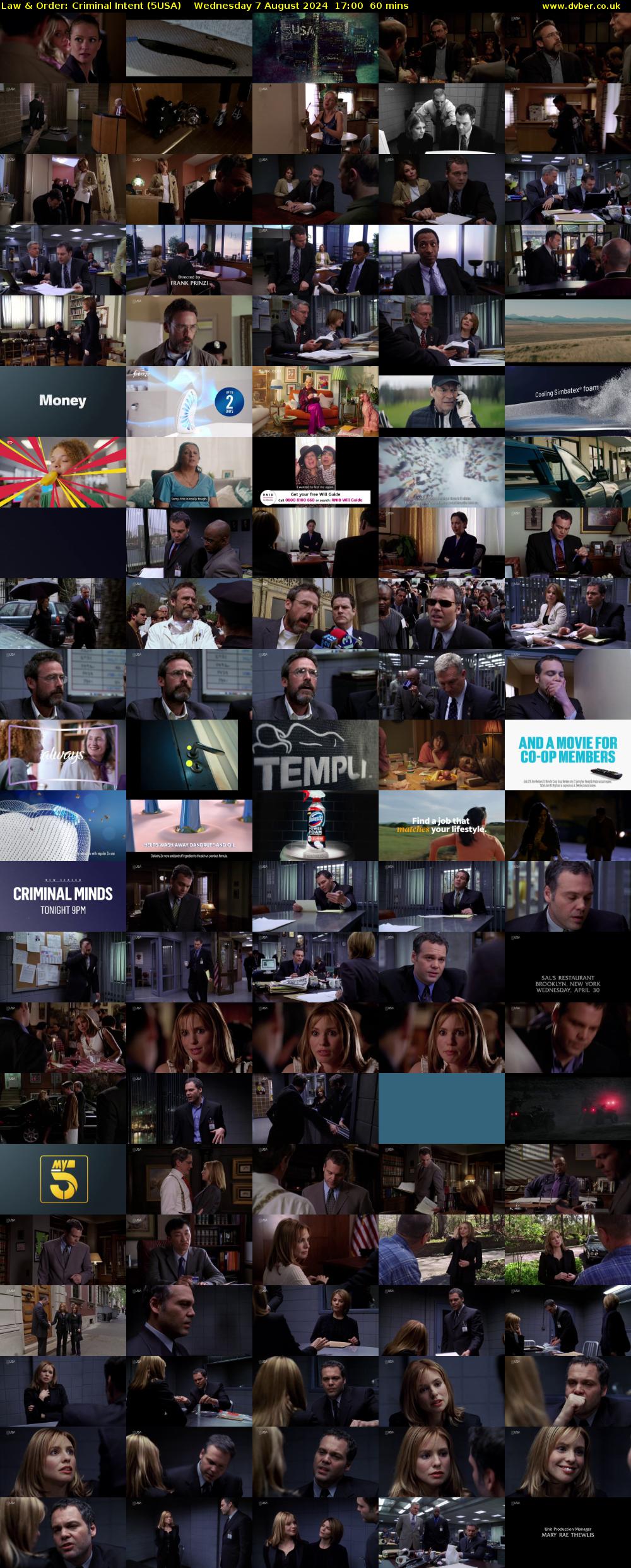 Law & Order: Criminal Intent (5USA) Wednesday 7 August 2024 17:00 - 18:00
