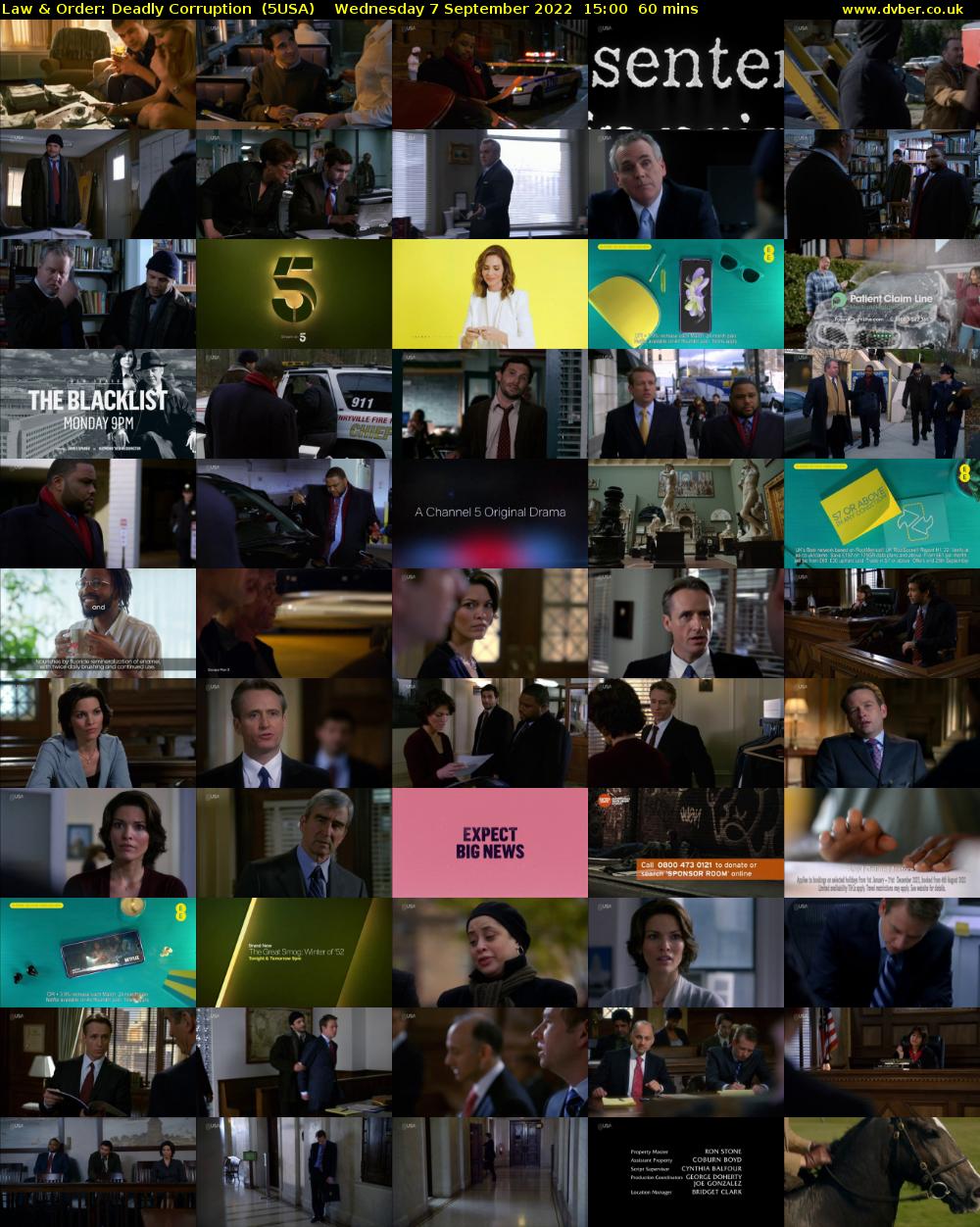 Law & Order: Deadly Corruption  (5USA) Wednesday 7 September 2022 15:00 - 16:00