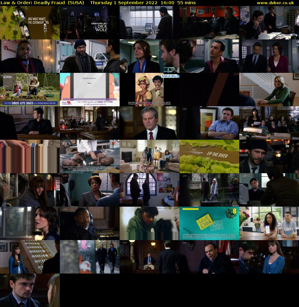 Law & Order: Deadly Fraud  (5USA) Thursday 1 September 2022 16:00 - 16:55