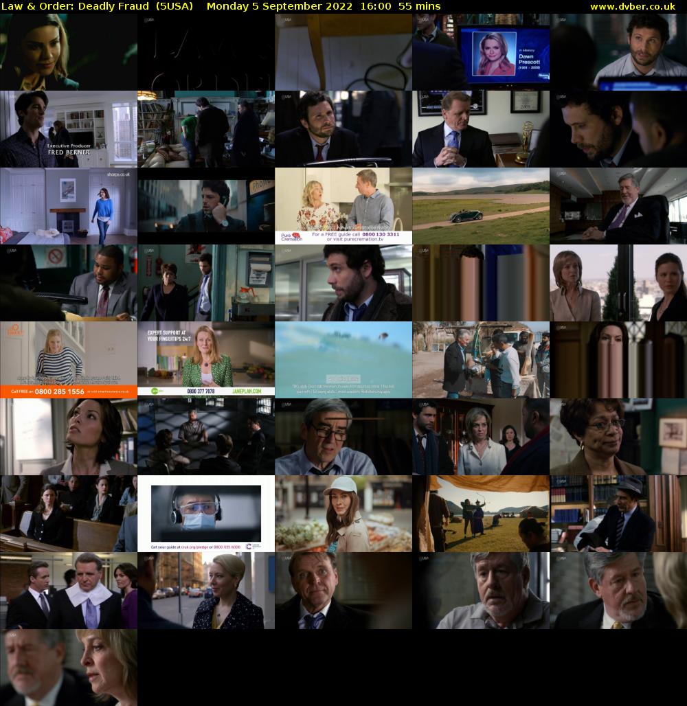 Law & Order: Deadly Fraud  (5USA) Monday 5 September 2022 16:00 - 16:55