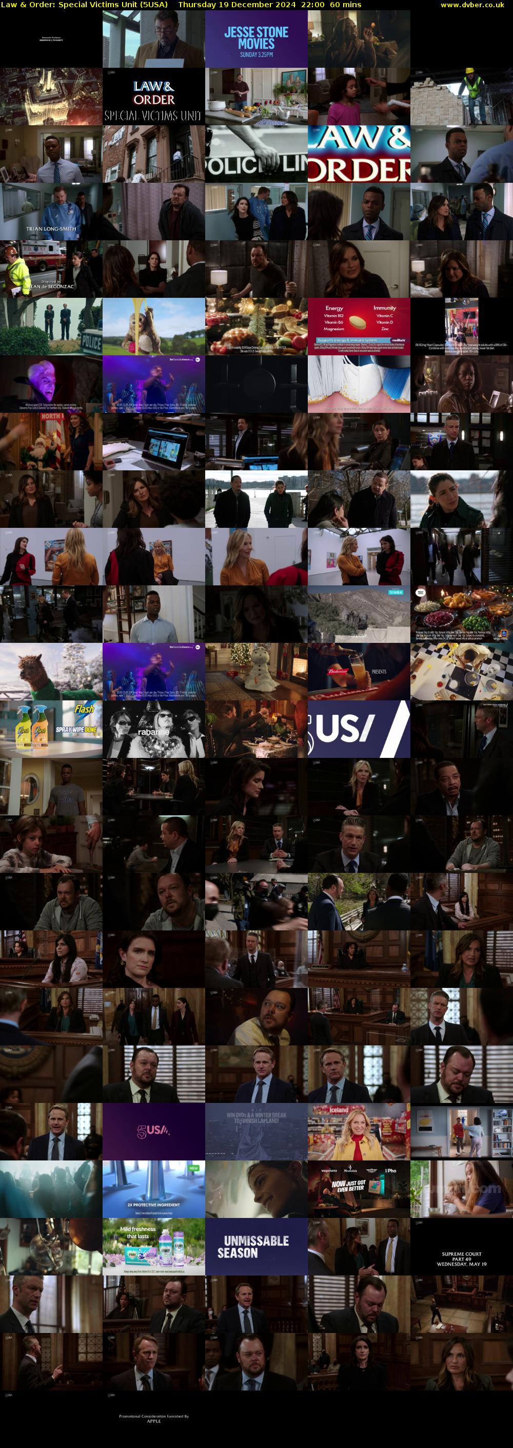 Law & Order: Special Victims Unit (5USA) Thursday 19 December 2024 22:00 - 23:00
