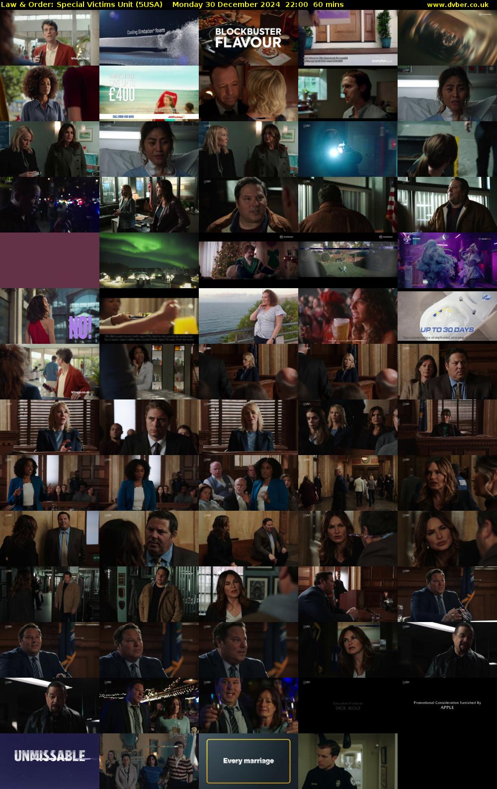 Law & Order: Special Victims Unit (5USA) Monday 30 December 2024 22:00 - 23:00
