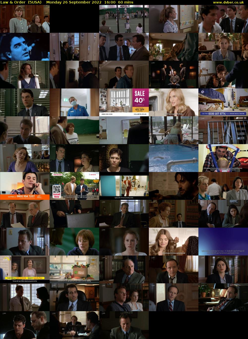 Law & Order  (5USA) Monday 26 September 2022 16:00 - 17:00