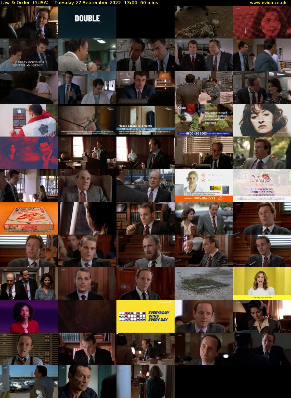Law & Order  (5USA) Tuesday 27 September 2022 13:00 - 14:00