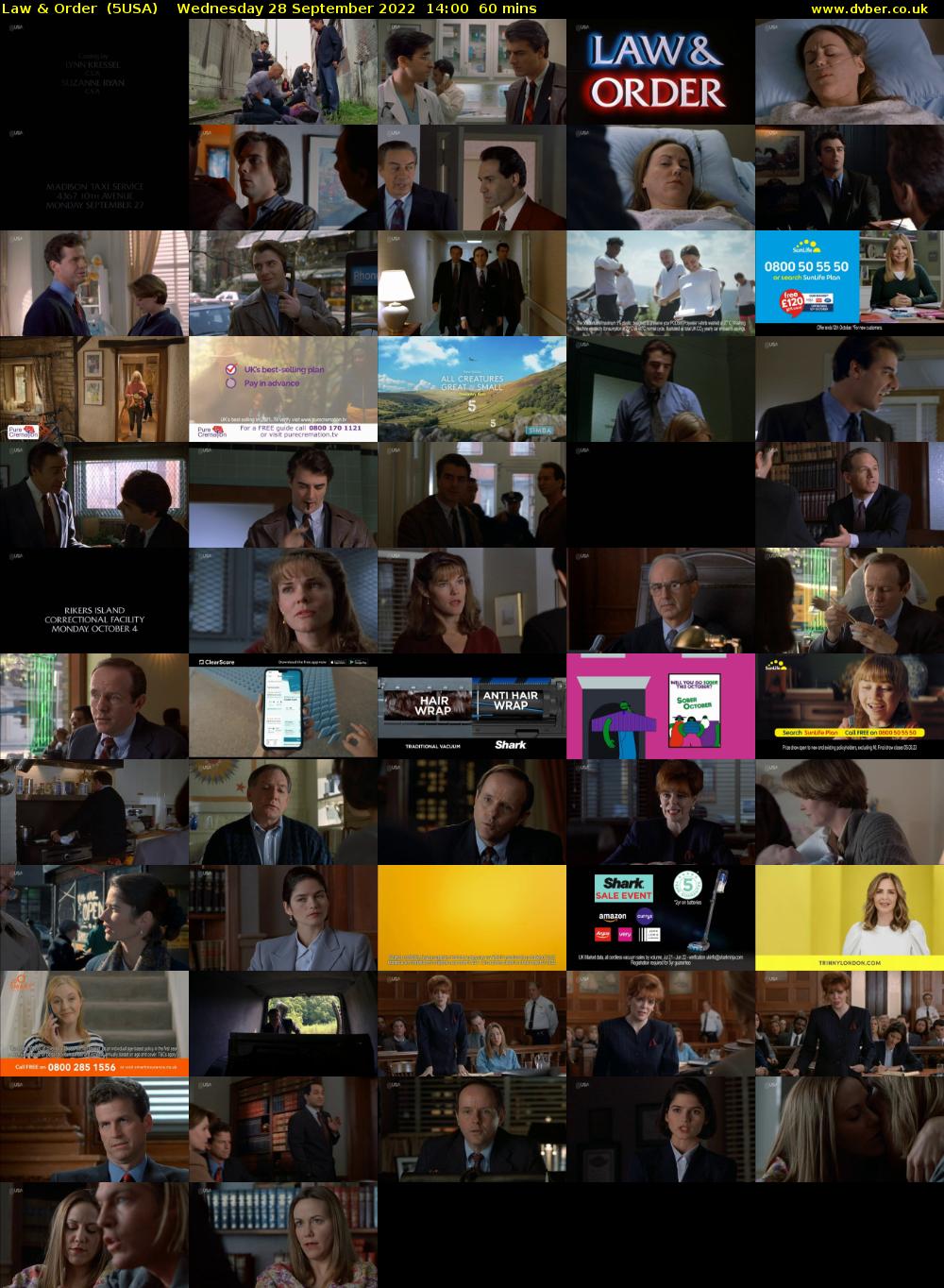 Law & Order  (5USA) Wednesday 28 September 2022 14:00 - 15:00