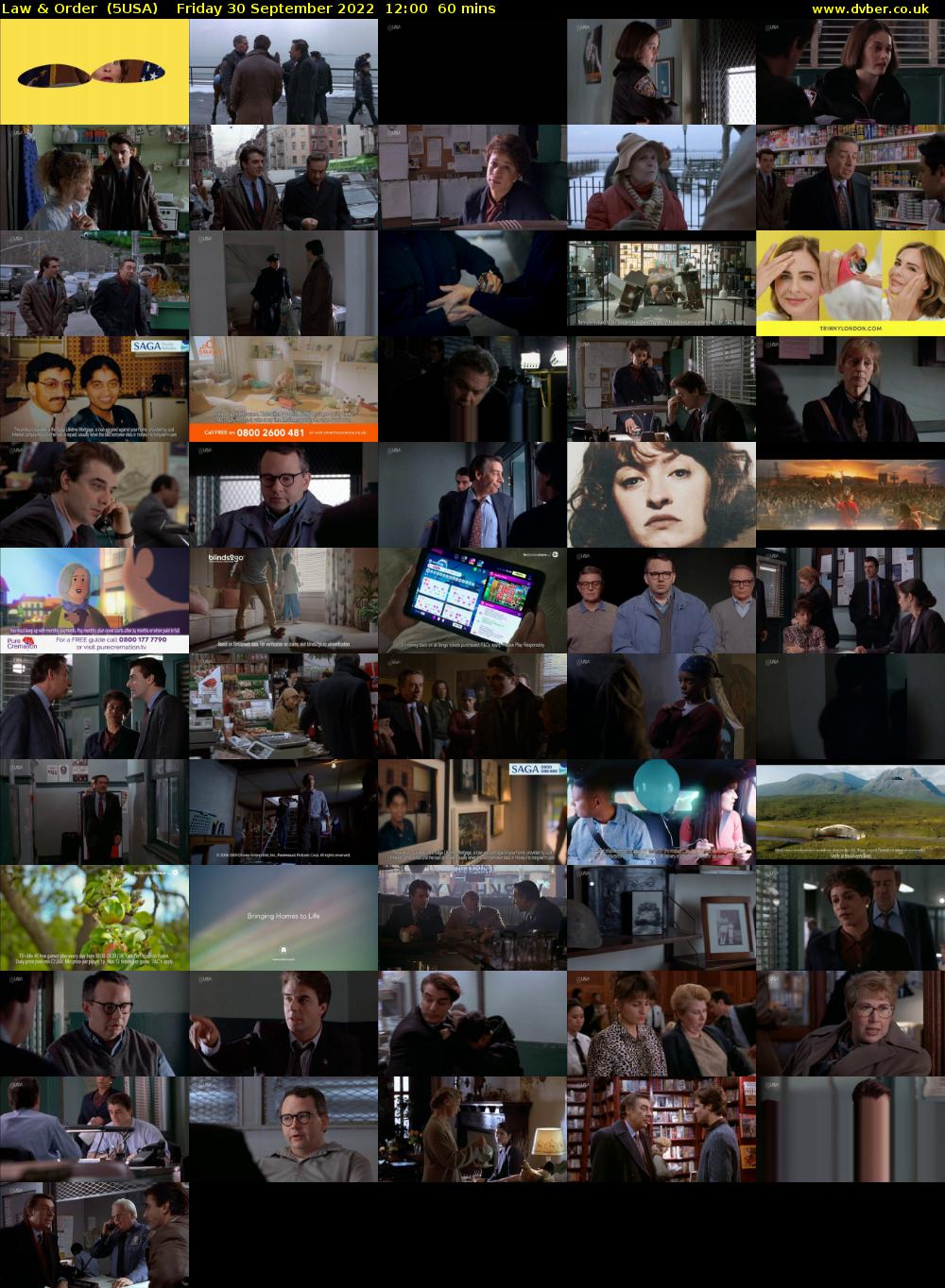 Law & Order  (5USA) Friday 30 September 2022 12:00 - 13:00
