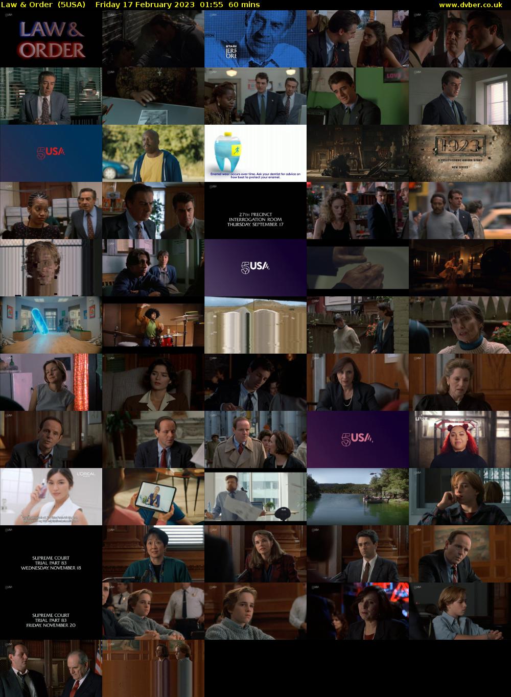 Law & Order  (5USA) Friday 17 February 2023 01:55 - 02:55