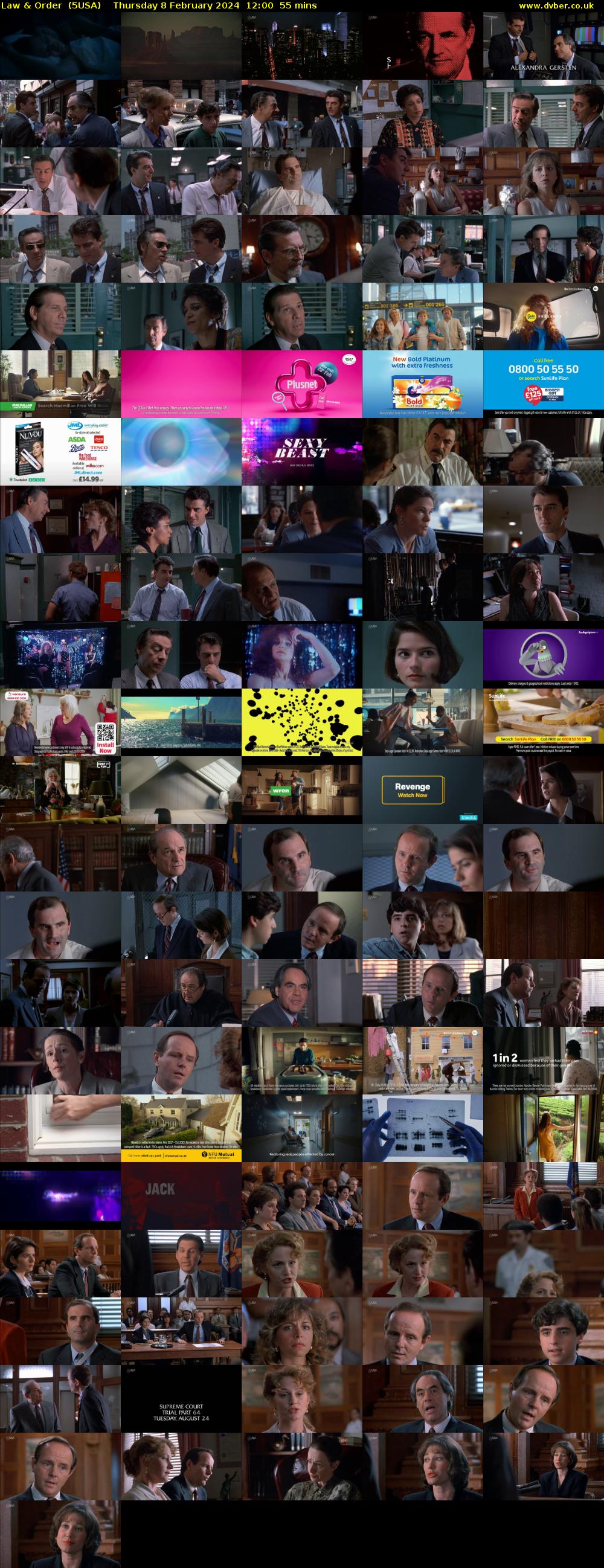Law & Order  (5USA) Thursday 8 February 2024 12:00 - 12:55