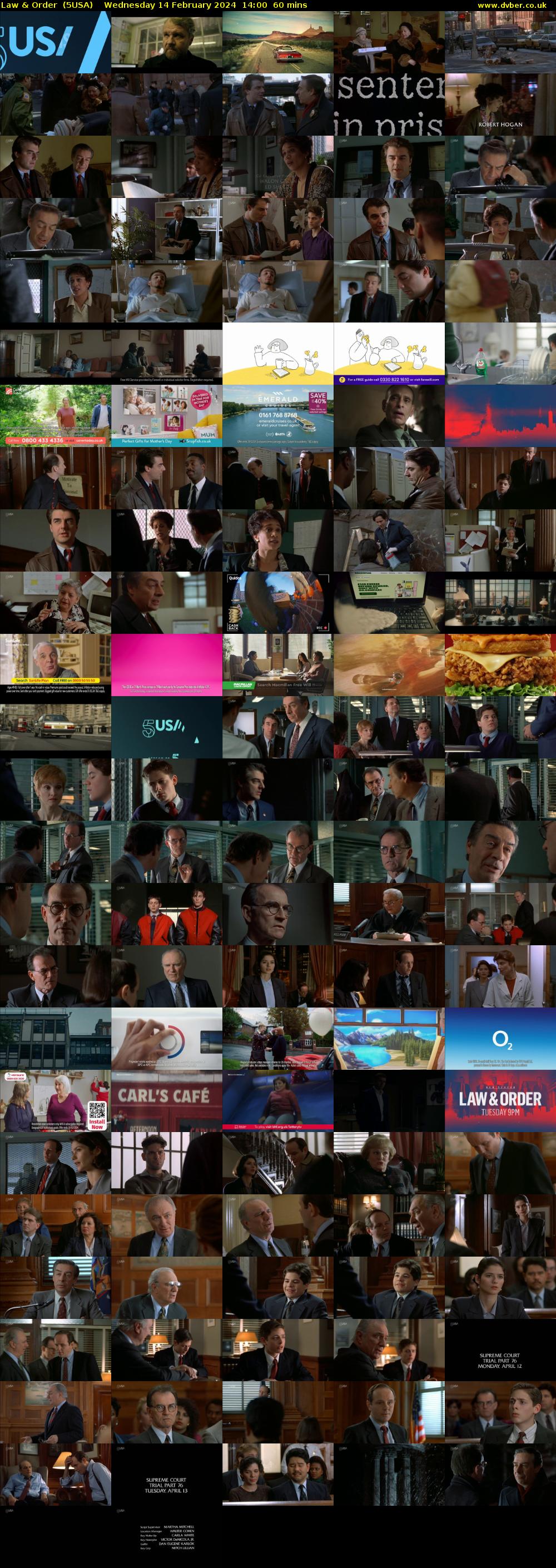 Law & Order  (5USA) Wednesday 14 February 2024 14:00 - 15:00
