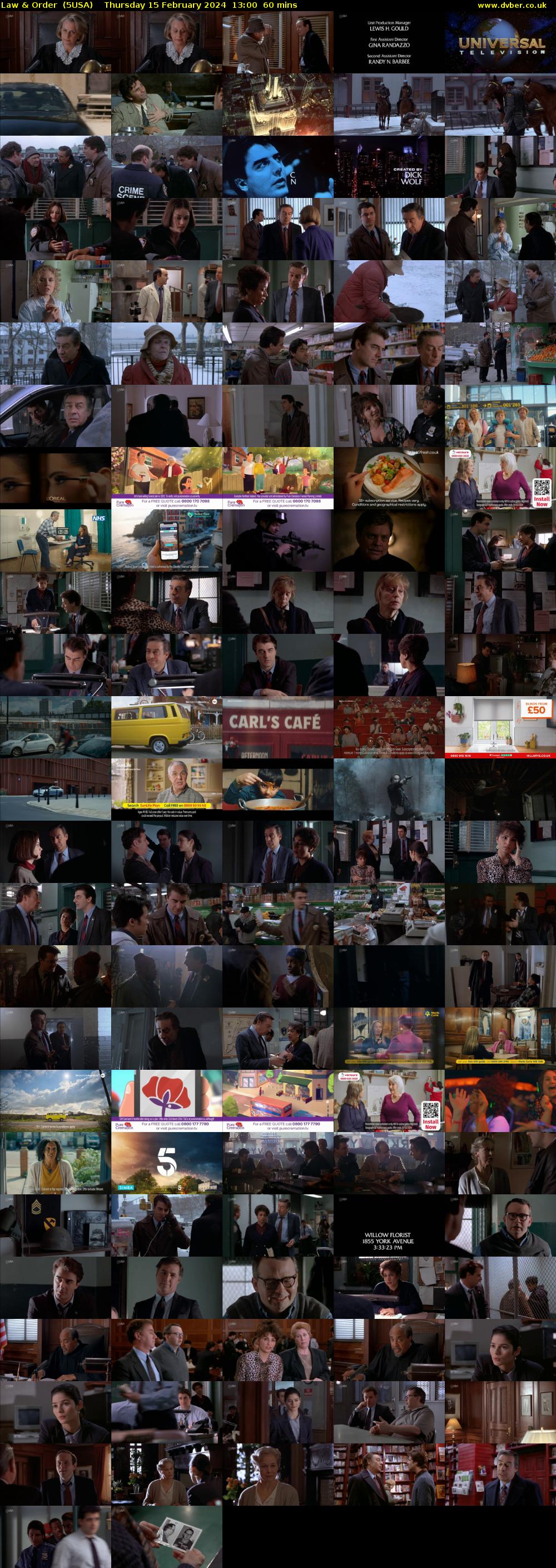Law & Order  (5USA) Thursday 15 February 2024 13:00 - 14:00