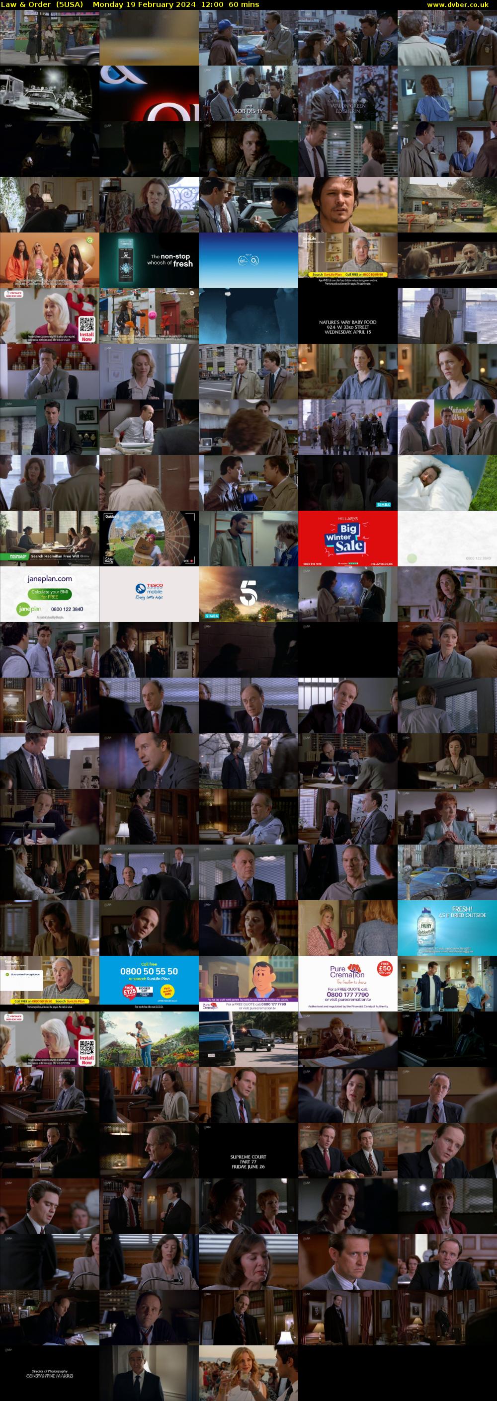 Law & Order  (5USA) Monday 19 February 2024 12:00 - 13:00