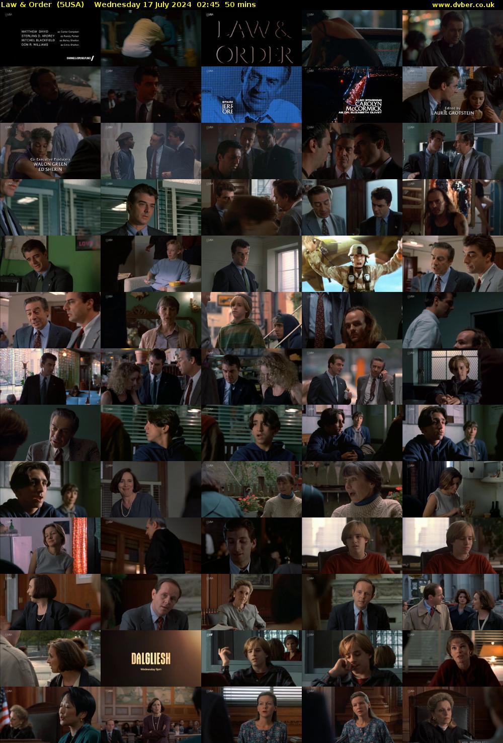 Law & Order  (5USA) Wednesday 17 July 2024 02:45 - 03:35