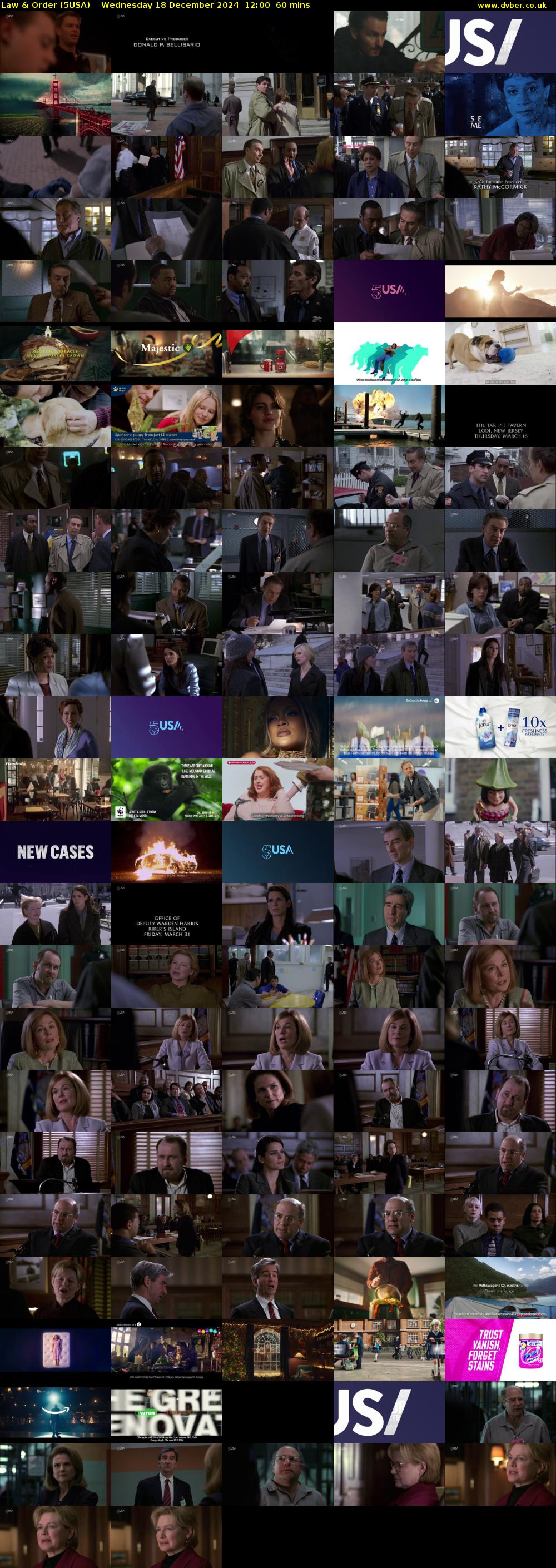 Law & Order (5USA) Wednesday 18 December 2024 12:00 - 13:00