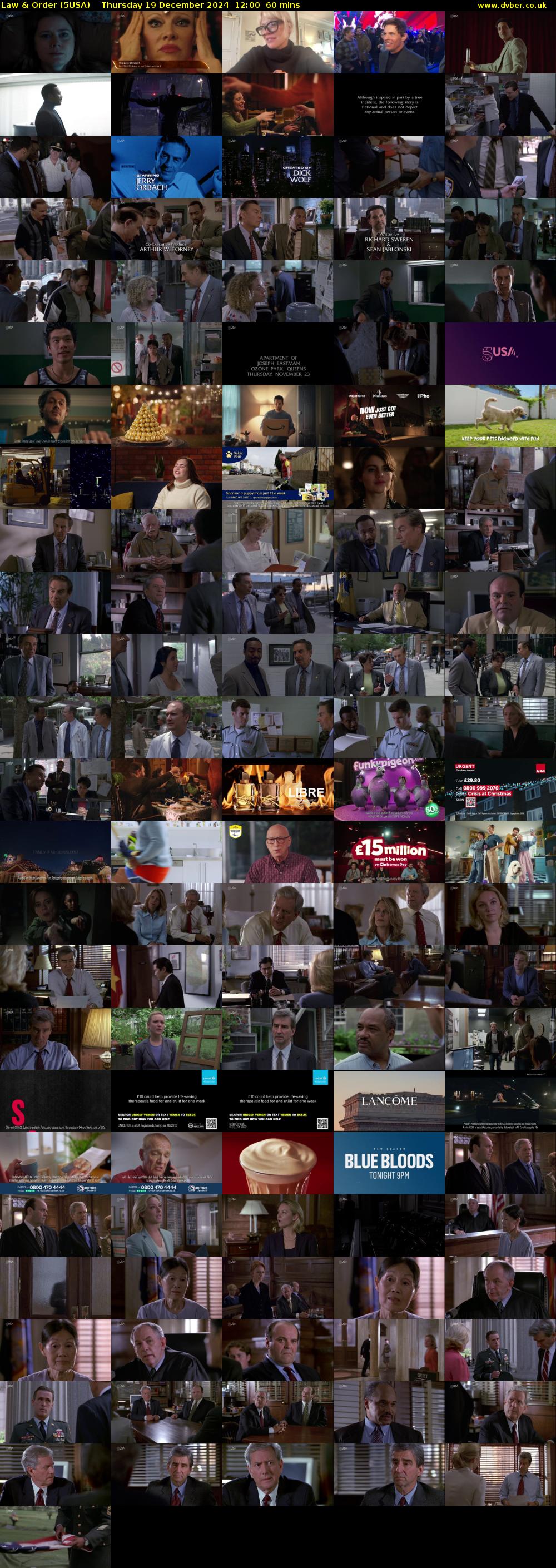 Law & Order (5USA) Thursday 19 December 2024 12:00 - 13:00