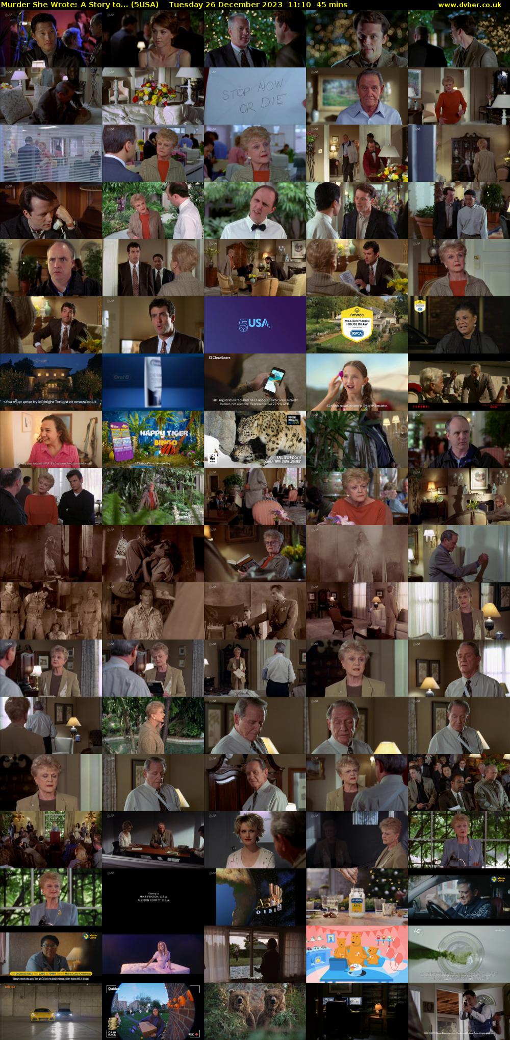 Murder She Wrote: A Story to... (5USA) Tuesday 26 December 2023 11:10 - 11:55