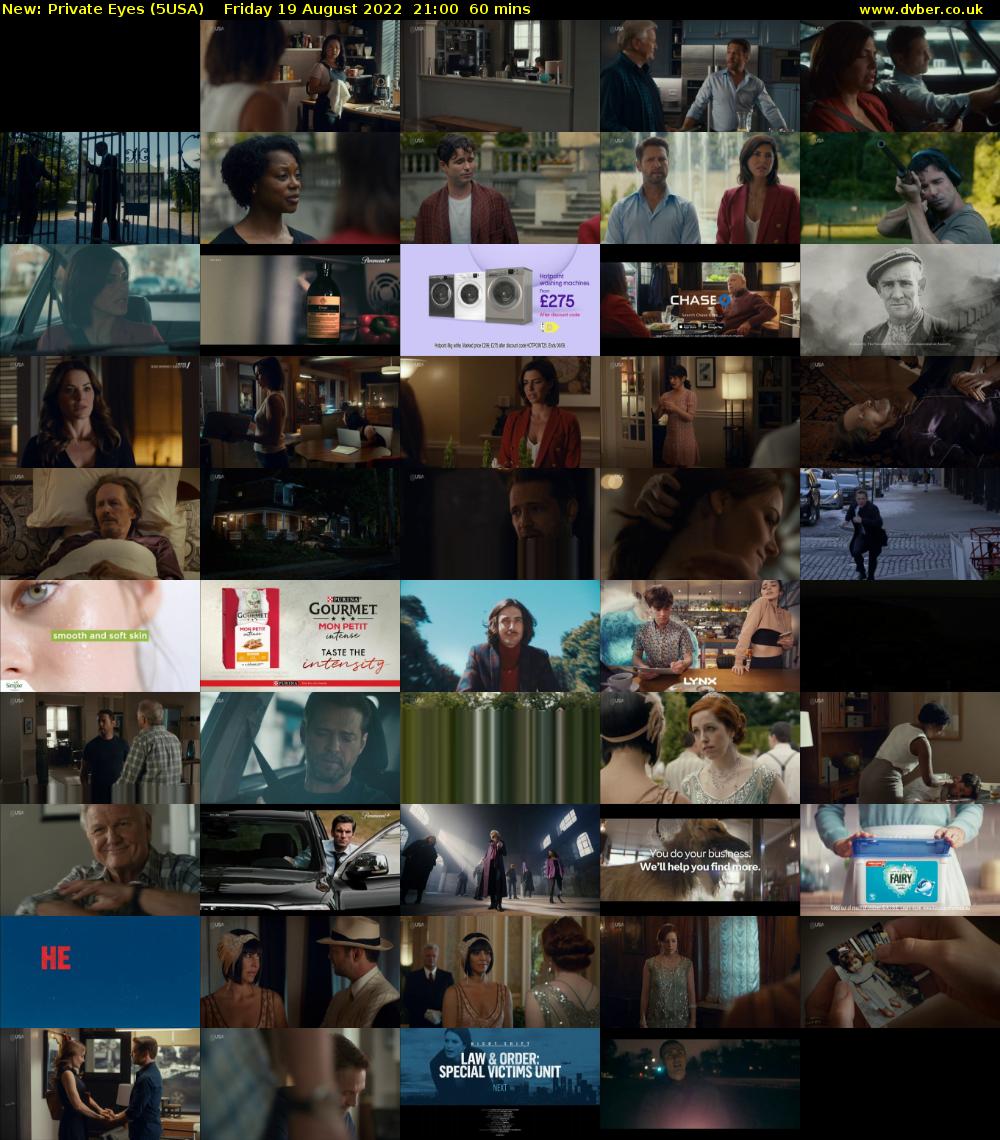 Private Eyes (5USA) Friday 19 August 2022 21:00 - 22:00